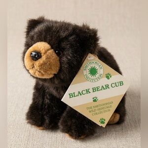 NWT•Vintage 1995 Smithsonian Black Bear Cub Plush Soundprints 7"